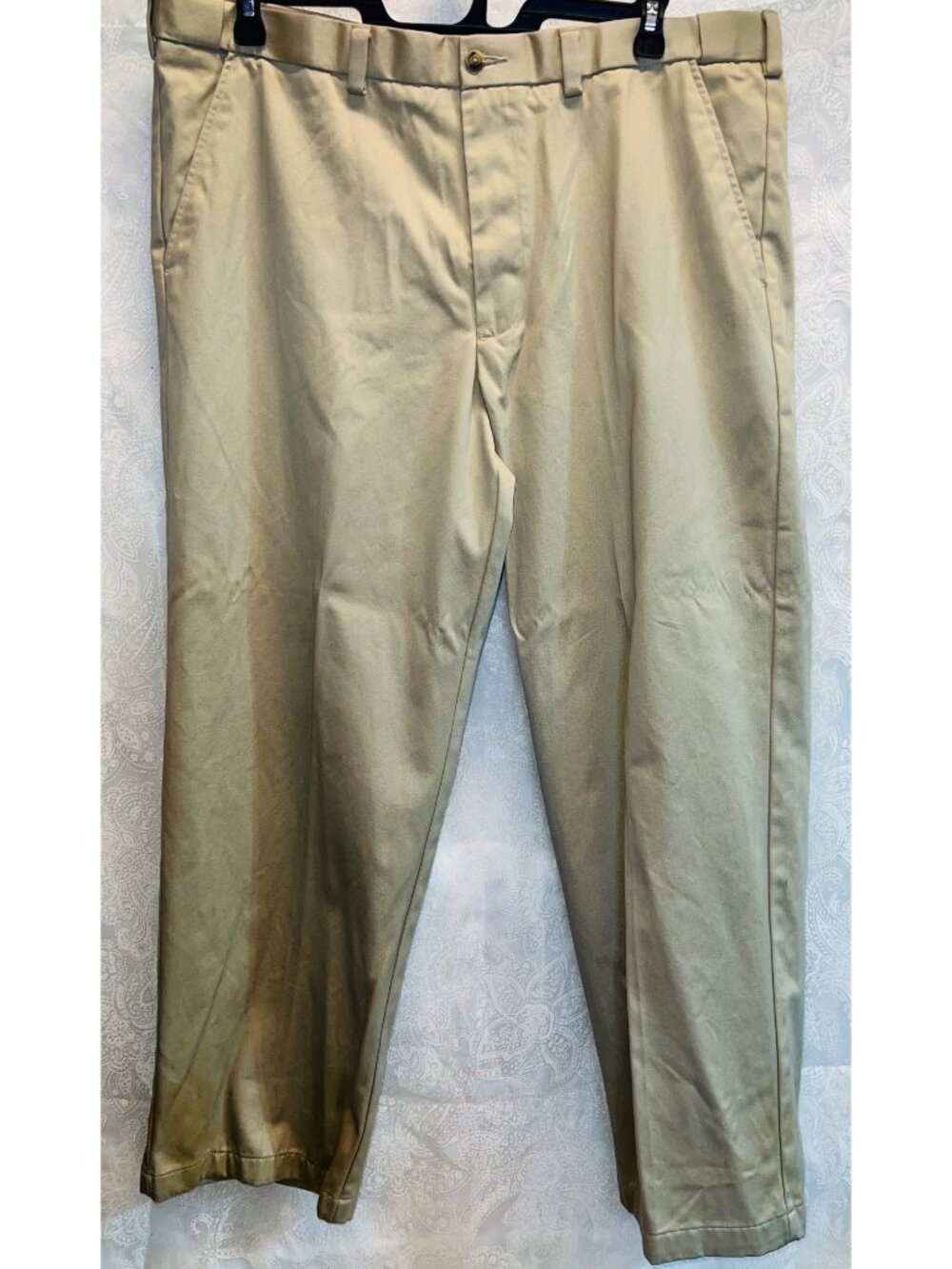 NWT George Mens Flat Front Cotton Pants 40x30 Barley Tan Color